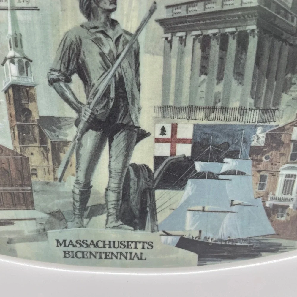 Brookpark 1521 Massachusetts Bicentennial Platter Arthur Manoogian 1975 Melamine